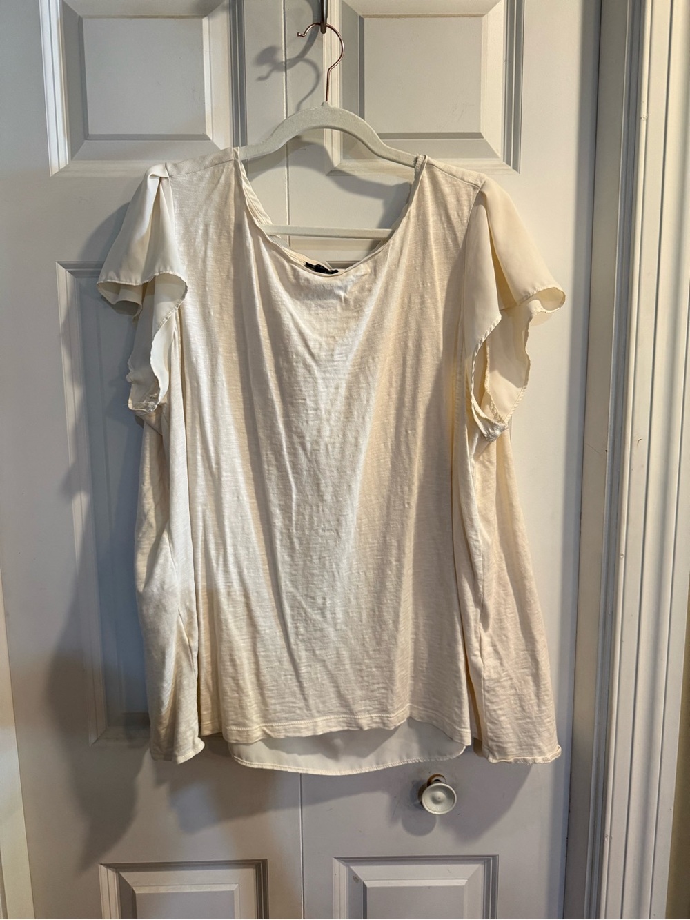 Talbots Cream Flutter-Sleeve Blouse